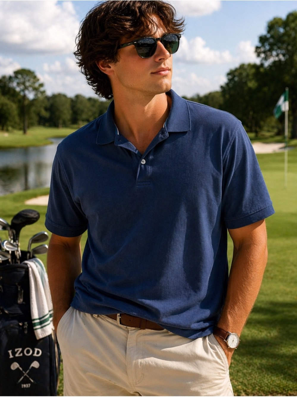 Men's Navy Polo Shirt - Classic Short Sleeve